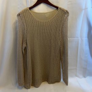 Chicos size 3 Xl crochet layered top tan